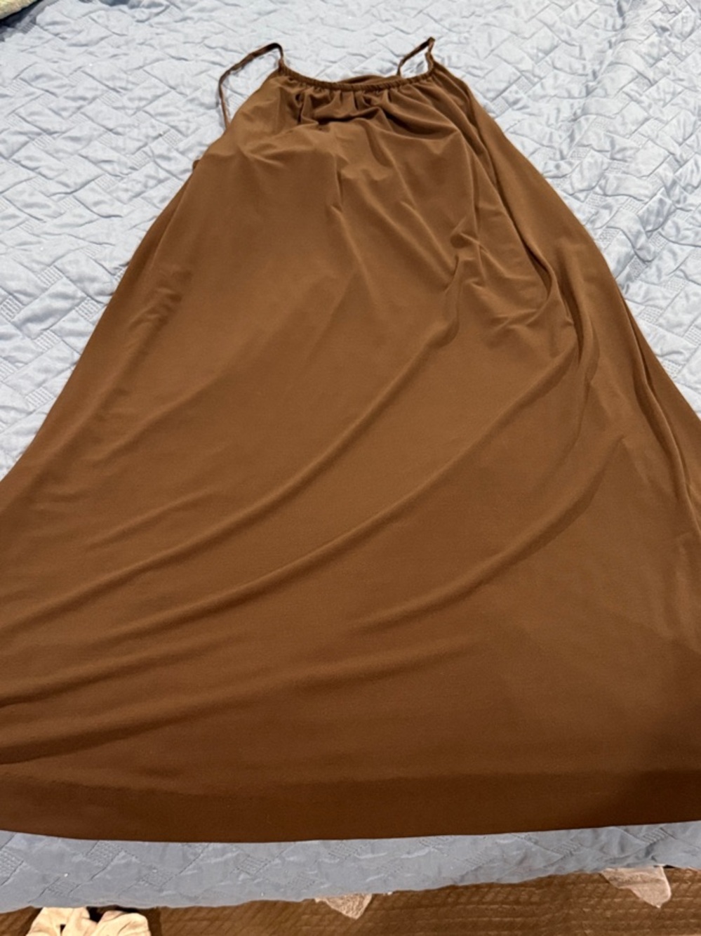 New York & Company Brown Midi Slip Dress